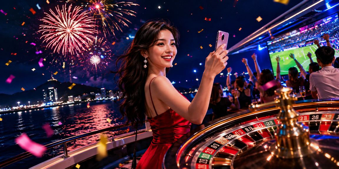 Không gian biển Vũng Tàu ban đêm với ánh đèn neon gợi cảm giác sôi động của casino và trò chơi trực tuyến